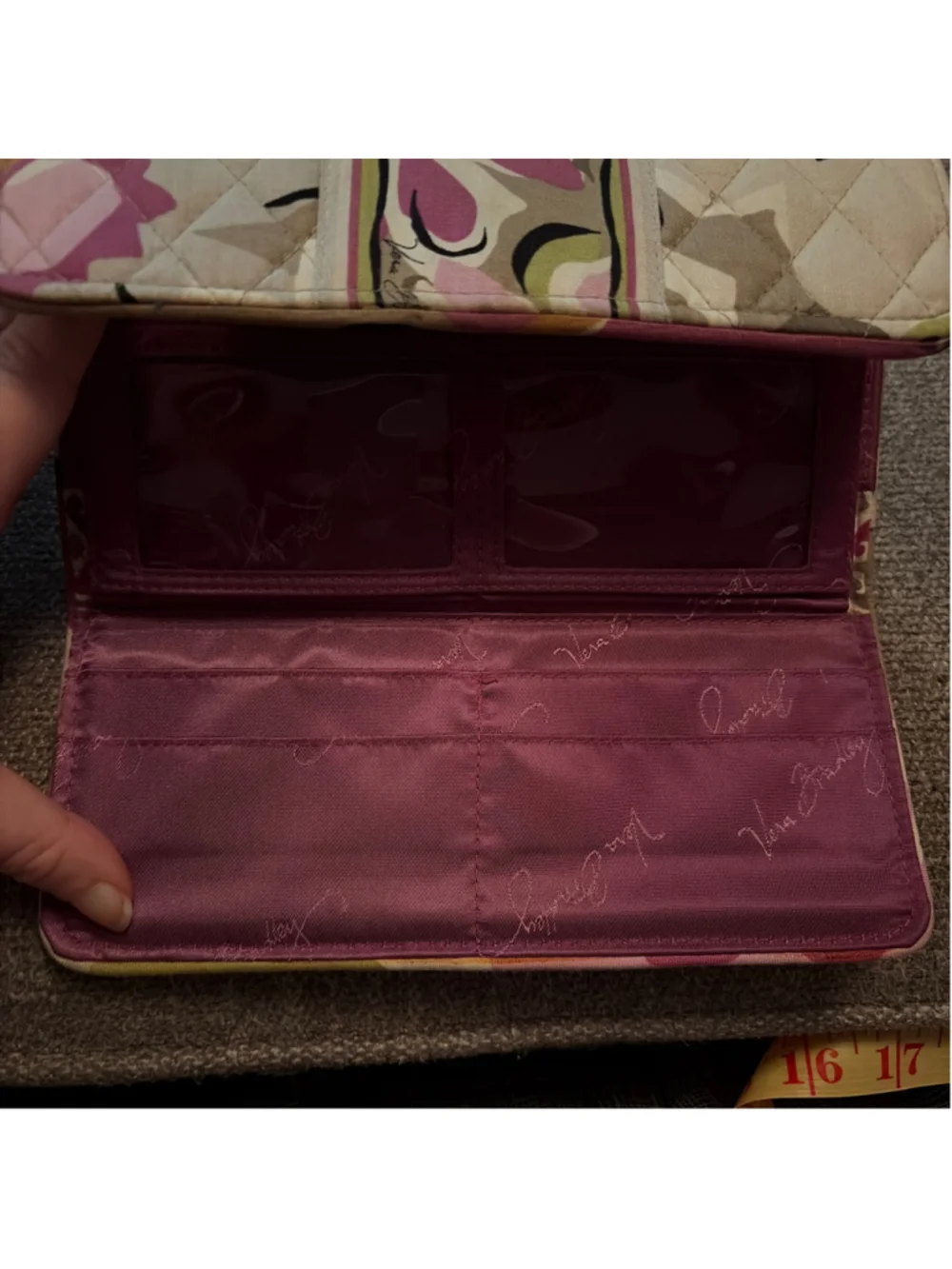 Women's Vera Bradley Quilted Floral Wallet One Size Beige Pink